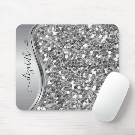 Glam Bling Personalisierter Glitzer Kalligraphie S Mousepad (Mit Mouse)