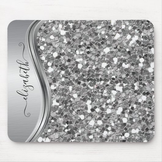 Glam Bling Personalisierter Glitzer Kalligraphie S Mousepad (Vorne)