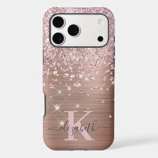Glam Bling Rose Gold Diamond Confetti Mit Monogram