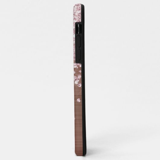 Glam Bling Rose Gold Diamond Confetti Mit Monogram Case-Mate iPhone Hülle (Hinten/Links)