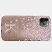 Glam Bling Rose Gold Diamond Confetti Mit Monogram Case-Mate iPhone Hülle (Rückseite (Horizontal))