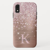 Glam Bling Rose Gold Diamond Confetti Mit Monogram