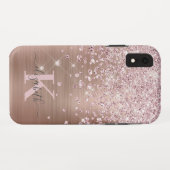 Glam Bling Rose Gold Diamond Confetti Mit Monogram Case-Mate iPhone Hülle (Rückseite (Horizontal))