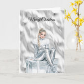 Glam Blond Silver Christmas Karte (Gelbe Blume)