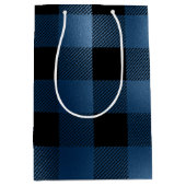 Glam Blue Black Buffalo Kariert Mittlere Geschenktüte (Vorderseite)