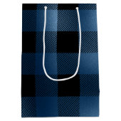 Glam Blue Black Buffalo Kariert Mittlere Geschenktüte (Rückseite)