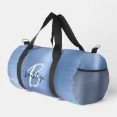 Glam Blue Brushed Metal Schwarz-weiß Monogram Duffle Bag (Rechte Ecke)