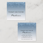 Glam Blue Drilling Glitzer Tropfen Makeup Artist Quadratische Visitenkarte (Vorne/Hinten)