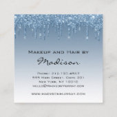 Glam Blue Drilling Glitzer Tropfen Makeup Artist Quadratische Visitenkarte (Rückseite)