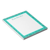 Glam Blue Glitzer Sparkle Border Personalisiert Notizblock (angewinkelt)