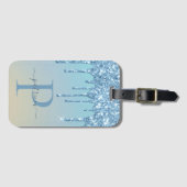 Glam Blue Glitzer Tropfen Elegante Monogram Gepäckanhänger (Vorderseite (Horizontal))