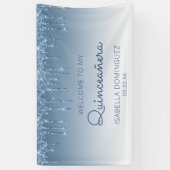 Glam Blue Glitzer Tropfen Quinceañera Banner (Vertikal)