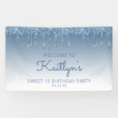 Glam Blue Glitzer Tropfen Sweet 16 Party Banner (Horizontal)