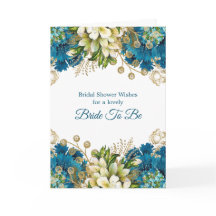 Glam Blue Gold Floral Brautparty