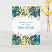 Glam Blue Gold Floral Brautparty Karte (Gelbe Blume)