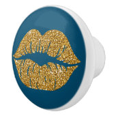 Glam Blue Gold Glitzer Lipno Keramikknauf (Rechts)