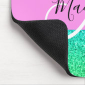 Glam Blue Green Glitzer Sparkle Gradient Monogram Mousepad (Ecke)