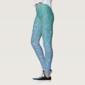Glam Blue Green und Lila Glitzer Leggings (Links)