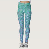 Glam Blue Green und Lila Glitzer Leggings (Vorderseite)