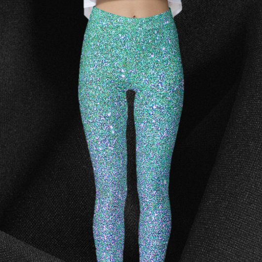Glam Blue Green und Lila Glitzer Leggings