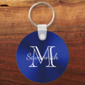Glam Blue Imitats Metal Monogram Schlüsselanhänger (Vorderseite)