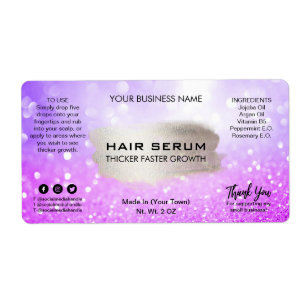 Glam Blue Lila Silver Glitzer Haare Serum Label