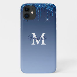 Glam & Blue Ombre Glitzer Personalisiert Monogram Case-Mate iPhone Hülle