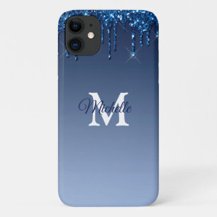 Glam & Blue Ombre Glitzer Personalisiert Monogram Case-Mate iPhone Hülle