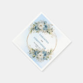 Glam Blue Peony Gold Frame Wedding Napkins Serviette (Ecke)