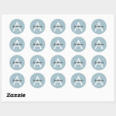 Glam Blue Silver Glitzer Glitzern Monogram Name Runder Aufkleber (Blatt)