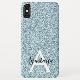 Glam Blue Silver Glitzer Glitzern Monogramm Name Case-Mate iPhone Hülle