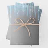 Glam Blue Silver Icicles Weihnachten Geschenkpapier Set (Beispiel)