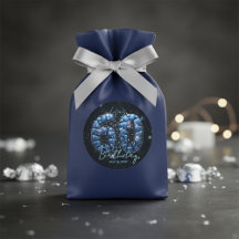 Glam Blue Stone Mosaic Sparkle 60th Birthday