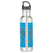 Glam Blue und Silver Glitzer Seepferd Edelstahlflasche (Rückseite)