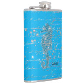 Glam Blue und Silver Glitzer Seepferd Flachmann (Rechts)