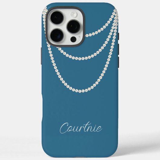 Glam Blue White Pearls Case-Mate iPhone Hülle (Rückseite)