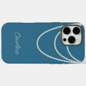 Glam Blue White Pearls Case-Mate iPhone Hülle (Rückseite (Horizontal))