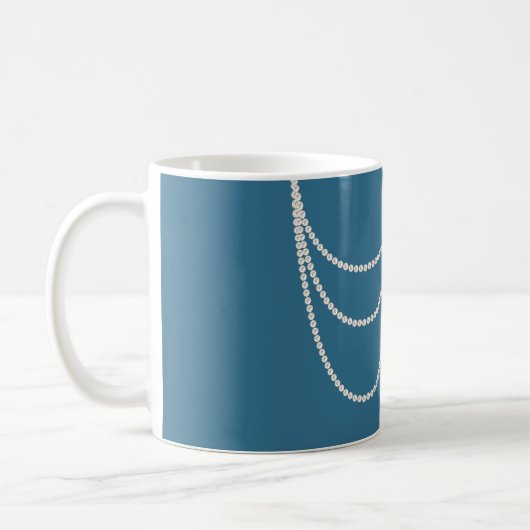 Glam Blue White Pearls Kaffeetasse (Links)