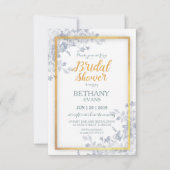 Glam Blume Gold Frame Kalligrafie Brautparty Einladung (Vorderseite)