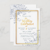 Glam Blume Gold Frame Kalligrafie Einladung (Vorne/Hinten)