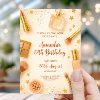 Glam Blush and Glow Birthday Party Einladung