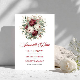 Glam Blush Burgund Gold Floral Save The Date