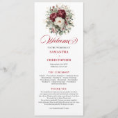Glam Blush Burgund Gold Florales Hochzeitsprogramm Programm (Vorderseite)