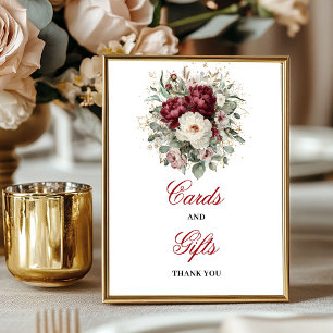 Glam Blush Burgund Tischkarten Geschenke Schild
