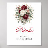 Glam Blush Burgundy Getränke Tischposter Schild (Vorne)