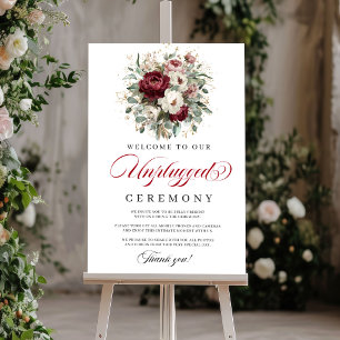 Glam Blush Burgundy Unplugged Hochzeitsposter Poster