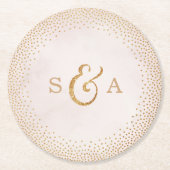 Glam blush Imitate Glitzer Rose Goldhochzeit Monog Runder Pappuntersetzer (Vorderseite)
