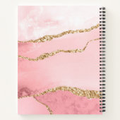 Glam Blush Pink Agate Geode Gold Script Monogram Notizblock (Rückseite)