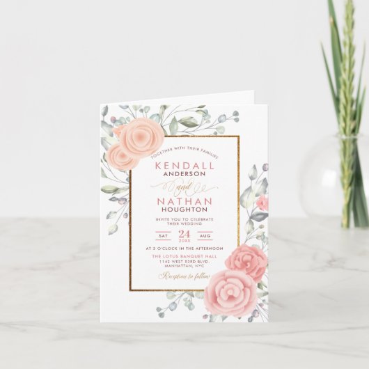 Glam Blush Pink Aquarelle Frühjahrssonne Einladung (Vorderseite)