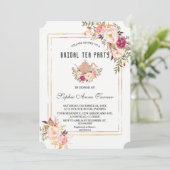 Glam Blush Pink Brautparty Tee Party Einladung (Stehend Vorderseite)